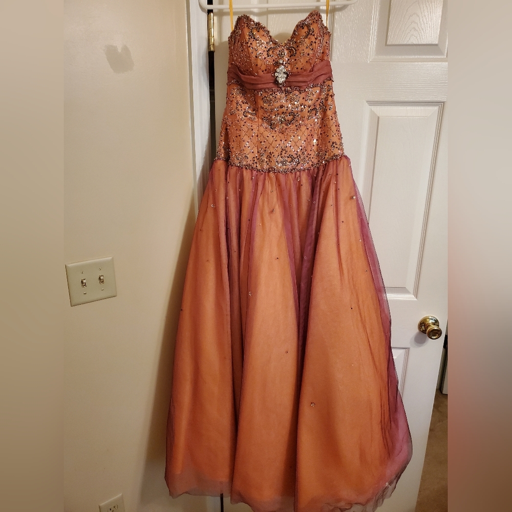 Strapless Orange Formal Dress